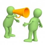 3d puppet with an megaphone