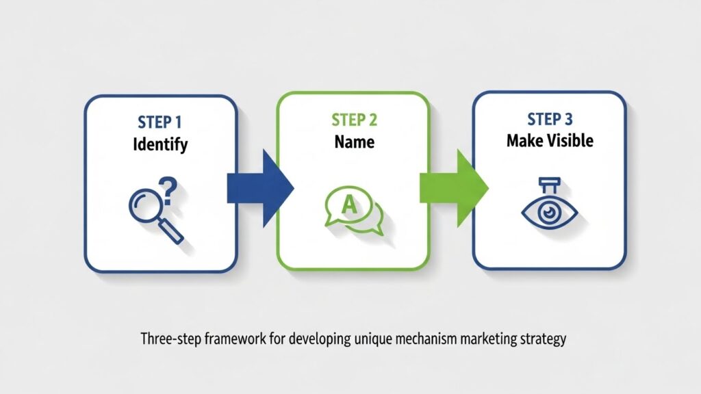 Three-step framework for developing unique mechanism marketing strategy